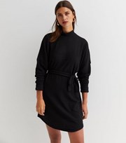 Noisy May Black Long Sleeve Belted Mini Dress